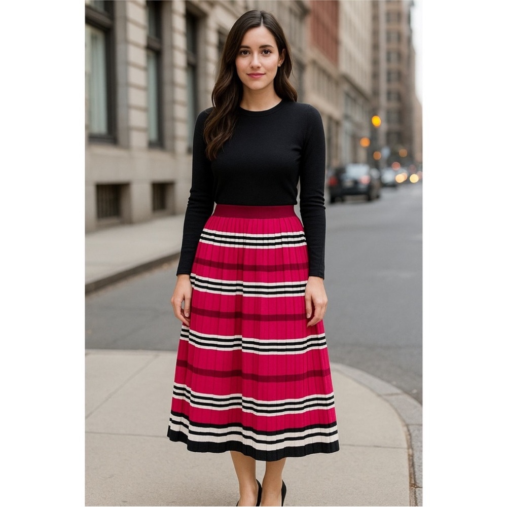 Anthropologie Dolan Dora Knit Pleated Midi Skirt NWT Small